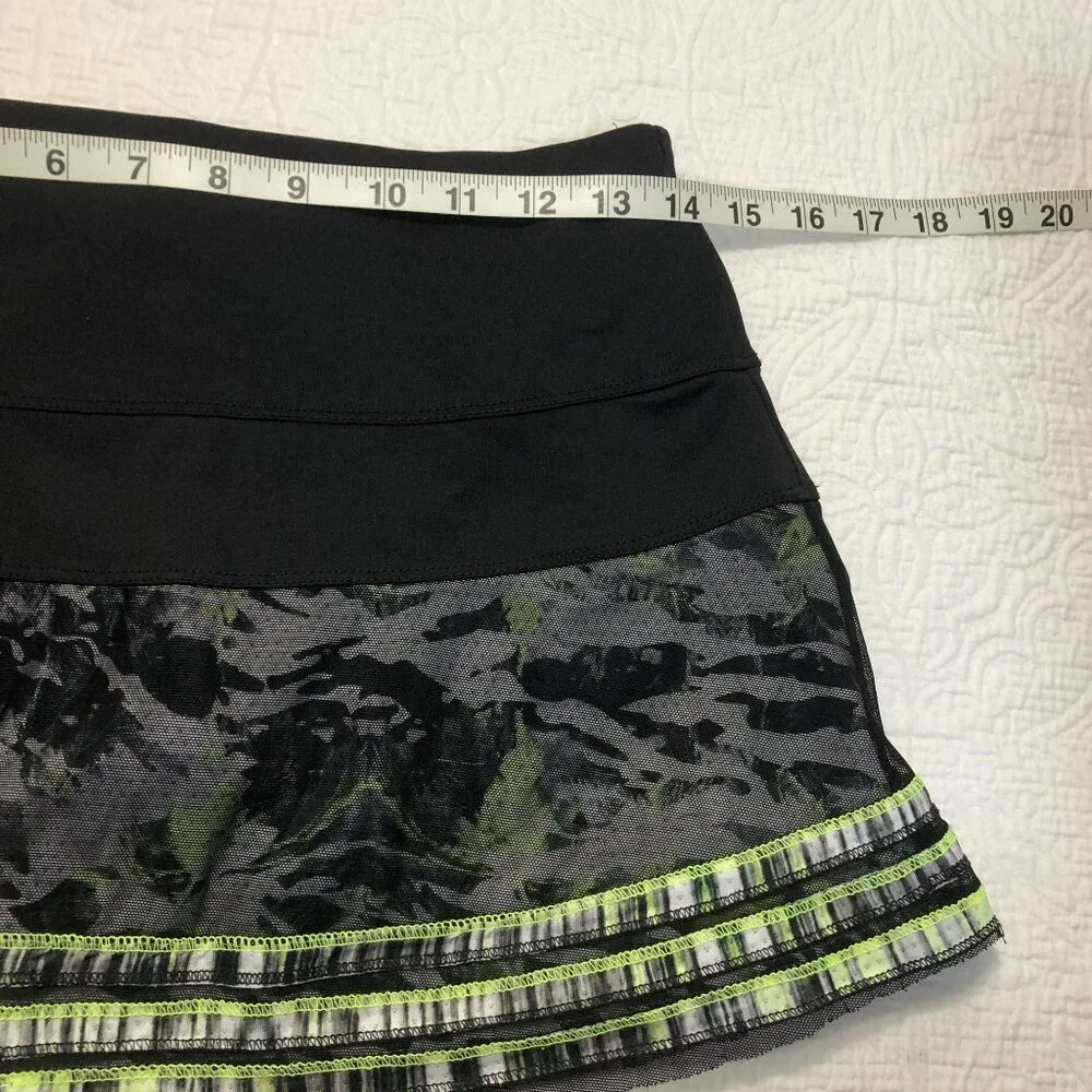 Lucky In Love Tennis Skirt With Shorts Camouflage Pattern Neon Trim Size S Black
